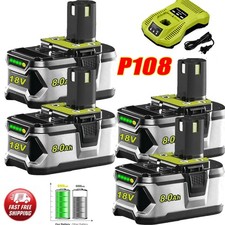 8.0Ah For RYOBI P108 18V Battery High Capacity 8000mAh One Plus Battery/Charger