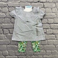 Carters Dress  Legging Set Girl  s 2T Floral Striped Boho Cottagecore - MSRP 30