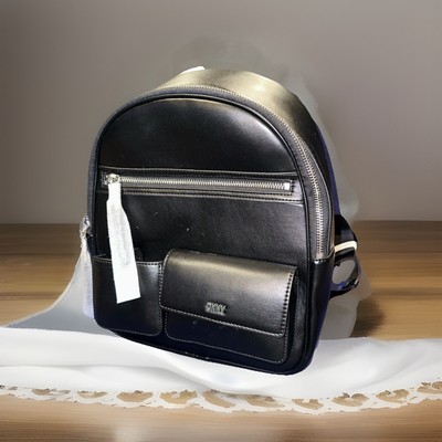 DKNY Zyon Backpack Black Silver Zippers Great Size And Color Perfect 4 Everyday