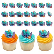Stitch Cupcake Rings set Cartoon Theme Ohana Party Topper set 24P