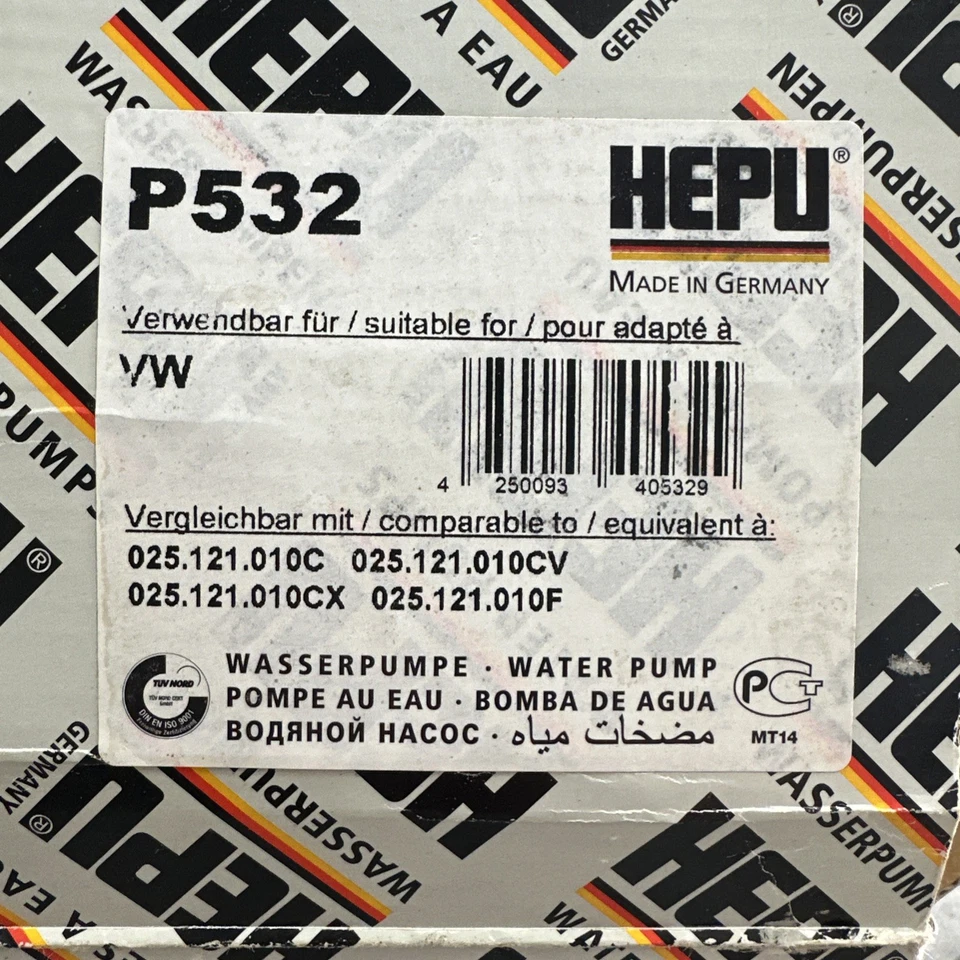 Bomba de agua HEPU P532 para VW Foto 2 de 4