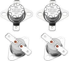 4 Pcs KSD301 Thermostat 155 C/311 F 16A Normally Closed N.C Adjust Snap Disc Tem
