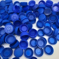 Lot of 100 Plastic Blue Screw-On Bottle Caps Lids Arts Crafts Project