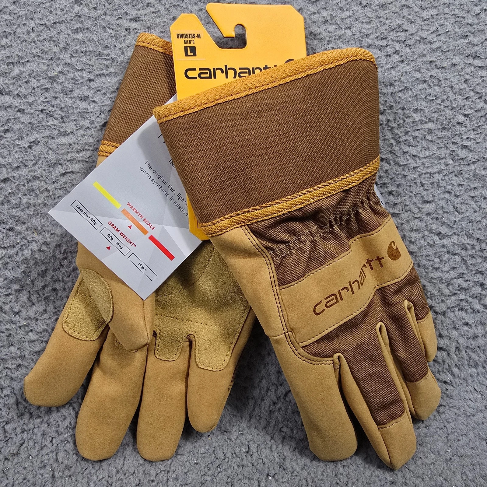 Carhartt Insulated Gloves Mens Large Brown Duck 3M Work Synthetic Leather NWT