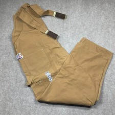 Carhartt Duck Bib Canvas Overalls Mens 46X30 R01 BRN Brown Double Knee USA Made