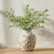 SIDUCAL Ceramic Vintage Vase, 5.83 Inch Retro Ice Cracked Chinoiserie Floral Vas