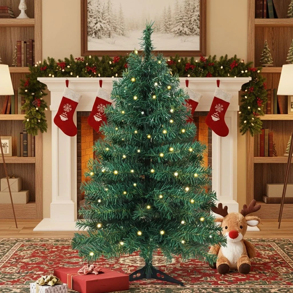 3' FT Clear Lights LED Pre-Lit Winston Pine Green Artificial Christmas Tree NEW!