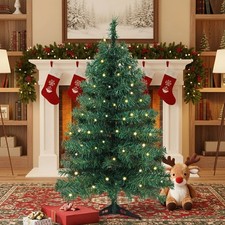 rbol de Navidad artificial verde pino Winston preiluminado con LED de 3' nuevo