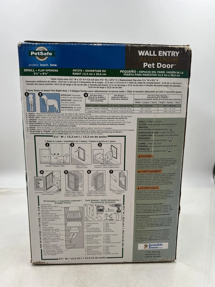 PetSafe Wall Entry Aluminum Pet Door Small 5¼x8⅛ In Adjustable Dog Cat New - Image 3 of 4