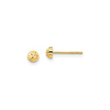 14k Yellow Gold Childrens Diamond Cut 3mm Half-Ball Post Earrings