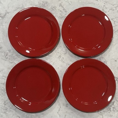 4 Waechtersbach Germany Cherry Red Fun Factory Salad Dessert Luncheon Plates