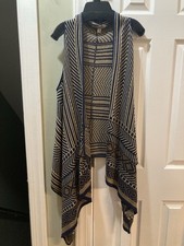 Navy Blue & Brown Sleeveless Sweater Vest Size M. Made In USA