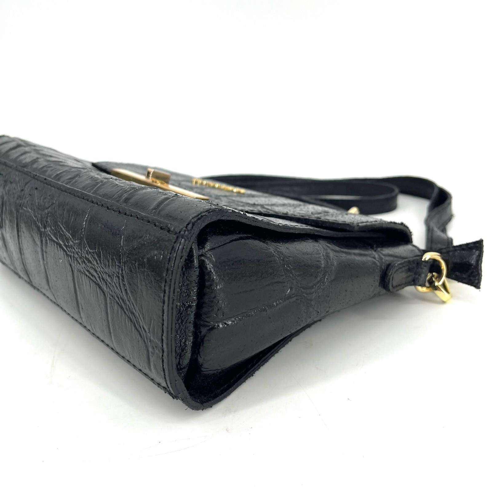 Persaman Black Leather Small Rectangle Crossbody … - image 4