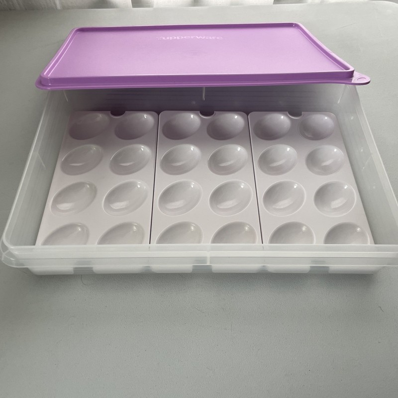 Tupperware Large Snack Stor with Egg Inserts for 18-NEW-Purple-BPA Free FastShip