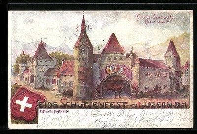 Künstler-AK Luzern, Eidg. Schützenfest 1901-Große Festhalle 1901 
