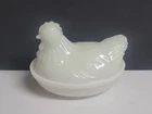 Vintage White Hen On The Nest Milk Glass  Trinket/ Candy Dish 4.5in