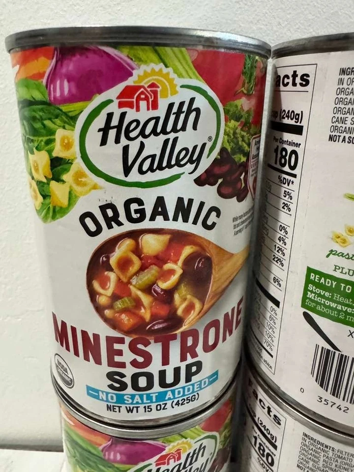 Sopa de verduras orgánica Health Valley sin sal añadida 15 oz (paquete de 4) Foto 3 de 3