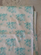 Shabby Chic Teal Aqua Blue Roses Cotton Fabric BTHY 18x44 Fabric Traditions