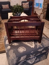 Vintage Wooden Rolling Magazine Rack