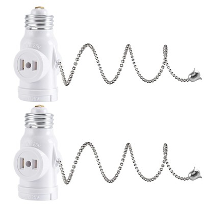 Dicuno E26 Light Socket To Plug Adapter, 2 Polarized Outlet Bulb Split