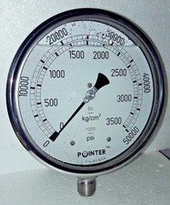 High Pressure Gauge Dual Scale 0-3500 BAR /0-50000 PSI