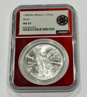 1986Mo Messico 1 Onza Libertad NGC MS65. Argento messicano!