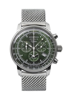 Zeppelin 8680M4 Men's Quartz Chronograph Analogue Watch with Metal Strap, Silver