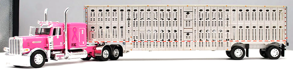 DCP 1/64 SCALE 389 PETERBILT FLAT TOP PINK, RADEBAUGH LIVESTOCK