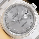 ROLEX MENS DATEJUST 16014 GRAY ROMAN DIAL 18K WHITE GOLD STAINLESS STEEL WATCH
