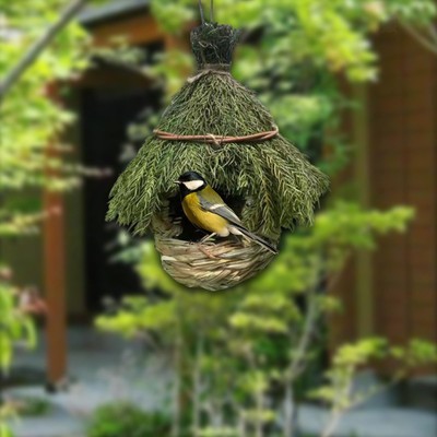 Bird Hut Grass Rough Surface Shelter Habitat for Garden Courtyard Patio