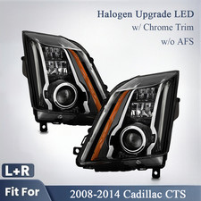 Halogen Upgrade LED Headlights For 2008-2014 Cadillac CTS w/o AFS Projector Pair