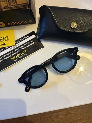Moscot Sonnenbrille Fassung schwarz Glas himmelblau