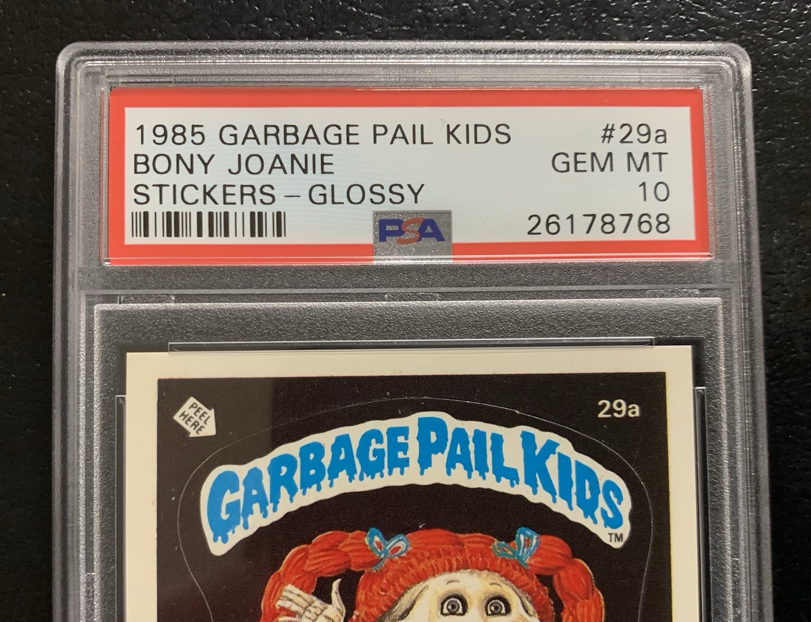 1985 Garbage Pail Kids OS1 Bony Joanie 29a PSA 10 GEM MINT-RARE GLOSSY AWARD TWT view 3