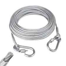 1/5'' Outdoor Clothesline,Heavy Galvanized Steel Cable,33ft Steel Wire Lead...