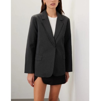 MOON RIVER Gray Twill Pinstripe Double Layer Suit Jacket Size Medium SO GOOD :)