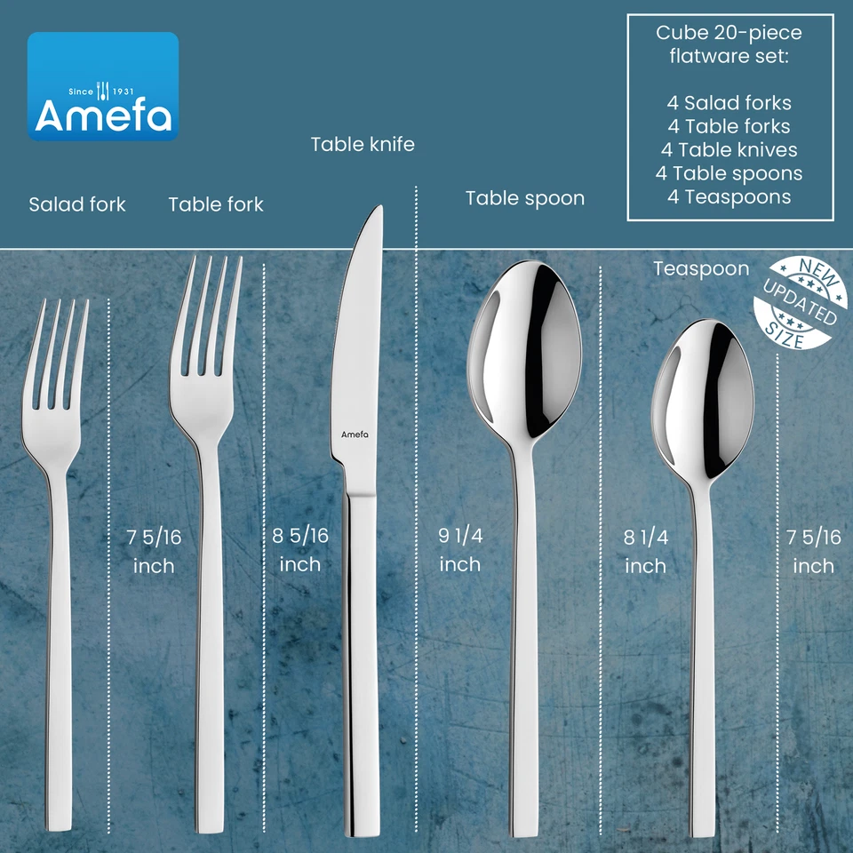 Juego de cubiertos Amefa Cube de 20 piezas premium de acero inoxidable 18/10 Foto 2 de 4