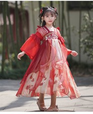 Chinese Traditional Hanfu princess embroidery Costume Girls perform Dress