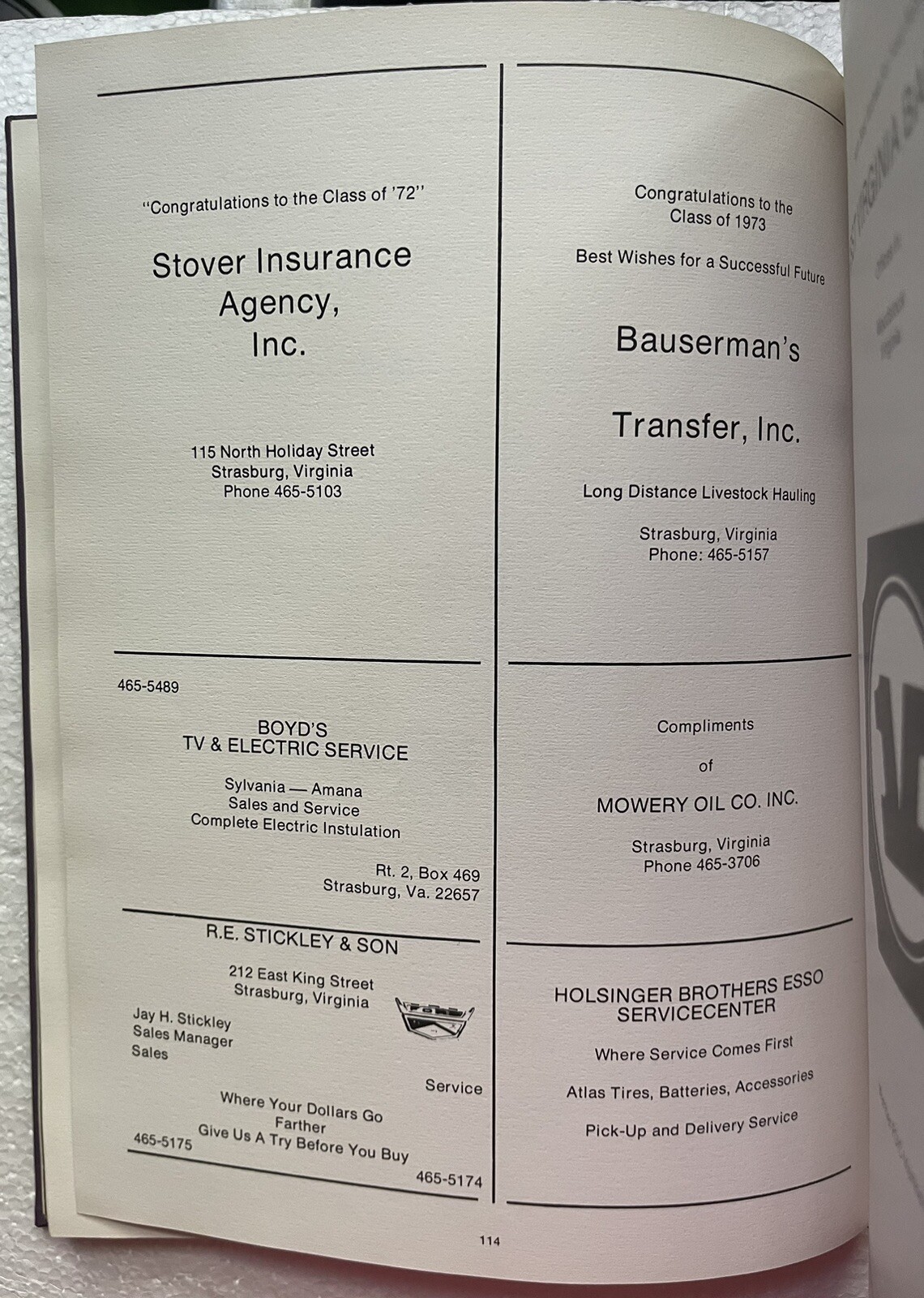 1973 STRASBURG HIGH SCHOOL YEARBOOK, THE STAUFFERSTADT, STRASBURG, VA