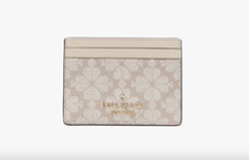 NEW Kate Spade Signature Spade Flower Madison Small Slim Card Holder Dark Beige