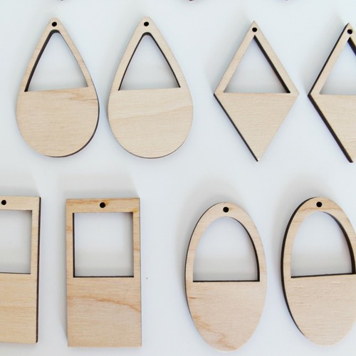 18 Unfinished Wood One Frame Cutout Earrings Jewelry Blanks Resin