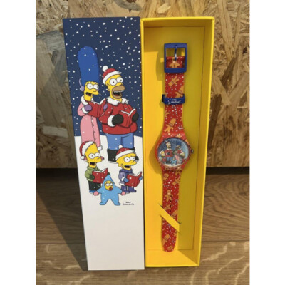 Swatch The Simpsons Christmas Watch Wristwatch SUOZ361 Xmas Rare Switzerland