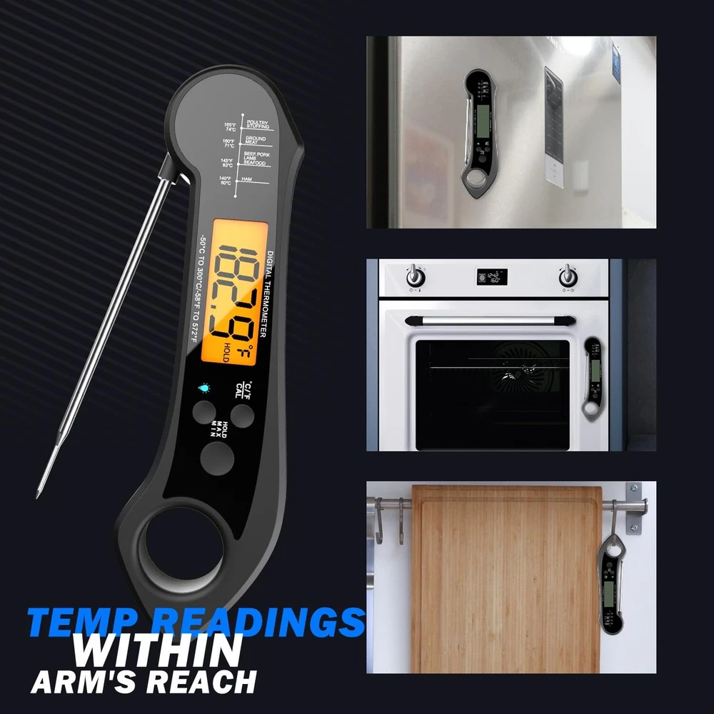 Meat Thermometer Digital, Instant Read Meat Thermometer for Grill and Cooking...