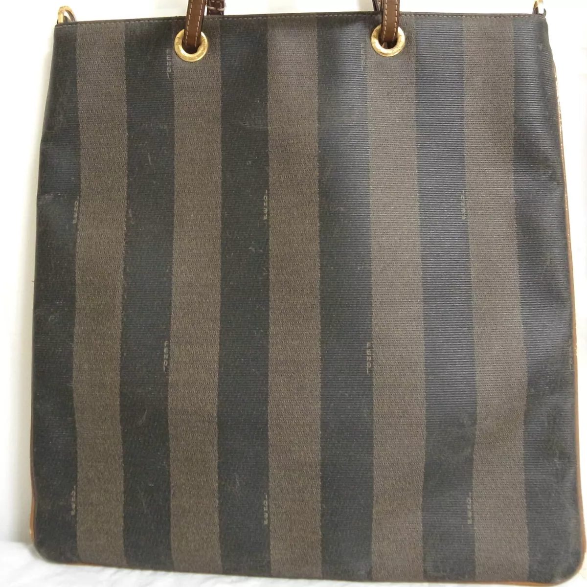 Fendi pequin striped best sale tote