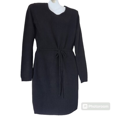 NWT Pretty Little Thing Eco-friendly Drawstring Waist Black Cozy Sweater  Dress M | eBay