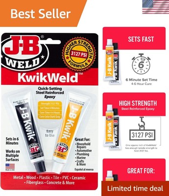 Paintable 2 oz KwikWeld Epoxy - Quick Setting Steel Reinforced Repair Solution