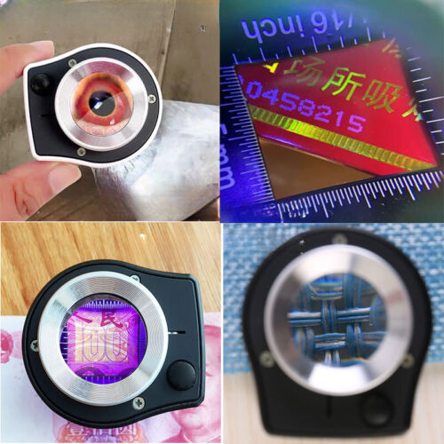 60X double layer Optical Magnifying Glass 395nm UV Light Handheld Magnifier Read - Picture 3 of 16