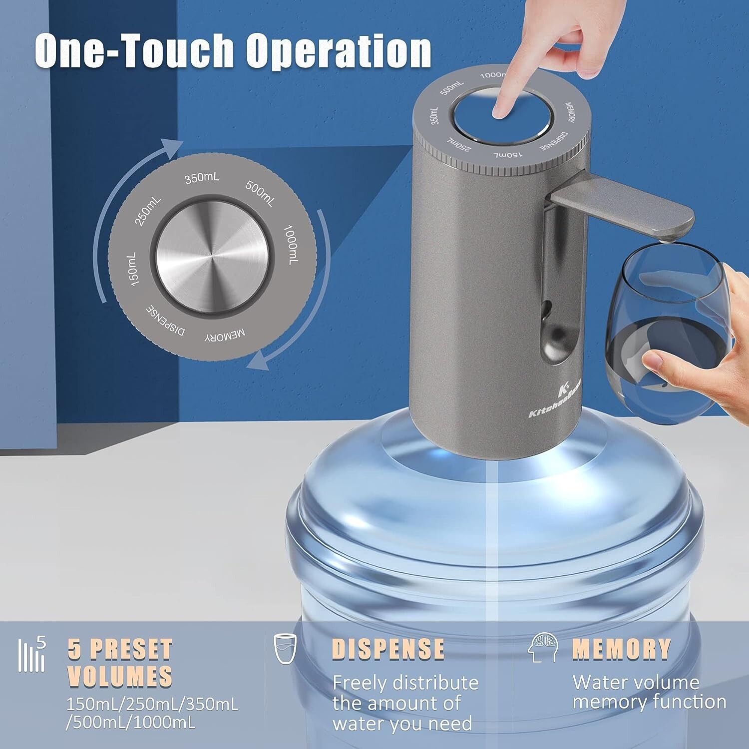 New Automatic Universal Electric Water Dispenser Pump 5 Gallon USB Bottle Switch
