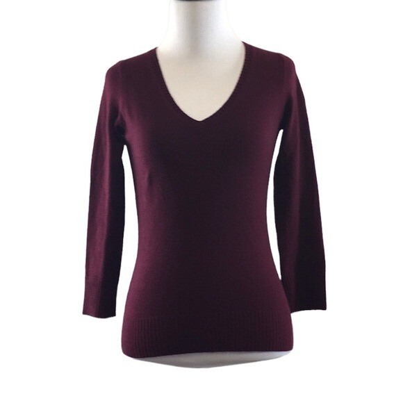 Henri Bendel Sweater Womens XS Purple Knit V Neck 100% Cashmere