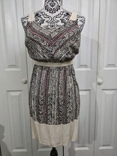 The Loft Beige Tribal Print Sleeveless Lightweight Lined Mini Dress Size 0