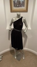 D & G DOLCE & GABBANA ONE SHOULDER DRESS BLACK BEADS DETAIL SIZE IT 38